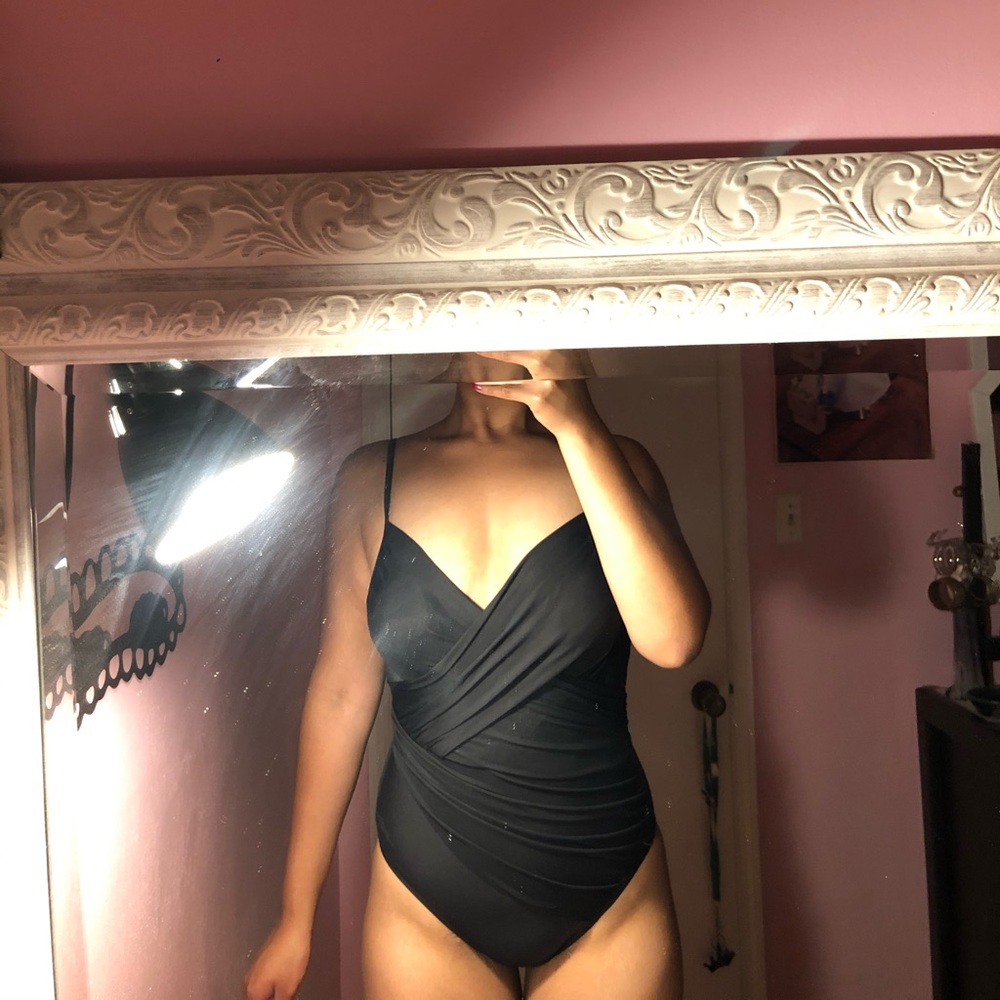 Vintage black wrap swimsuit/ bodysuit